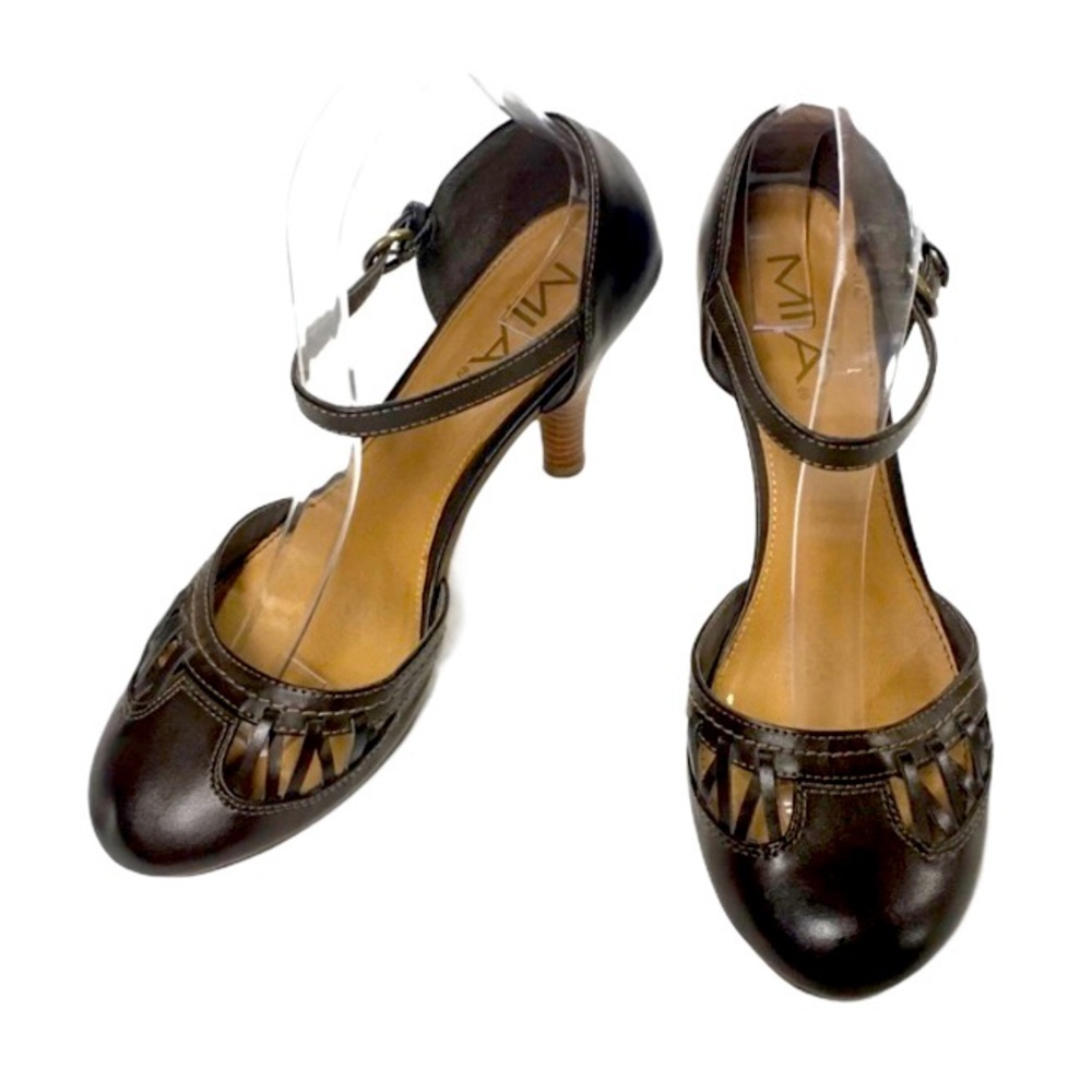 MIA Brown Valencia Ankle Strap Heels Size 8.5